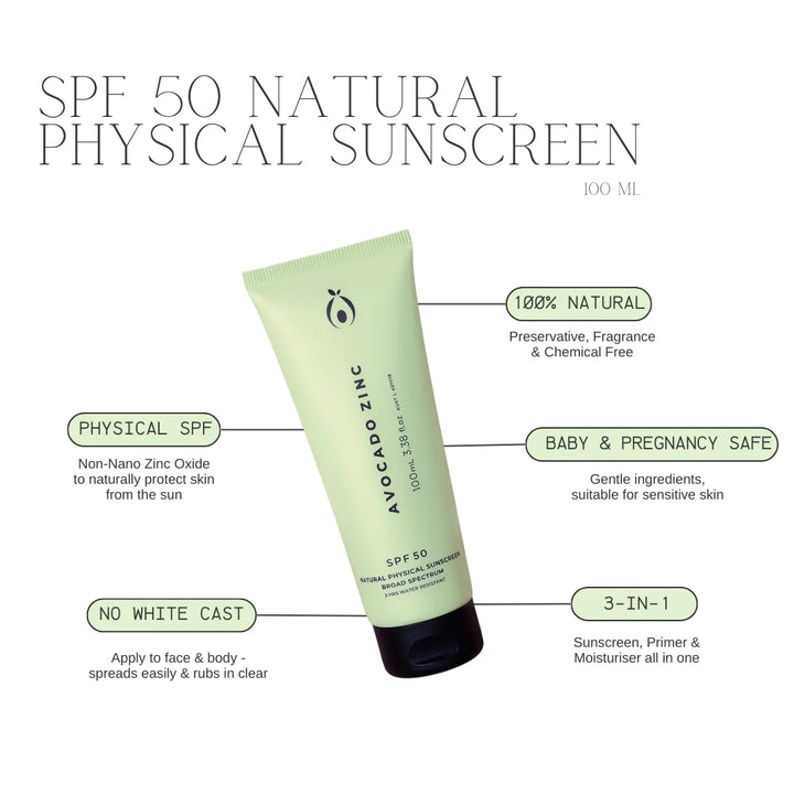 Avocado Zinc - SPF 50 Natural Physical Sunscreen